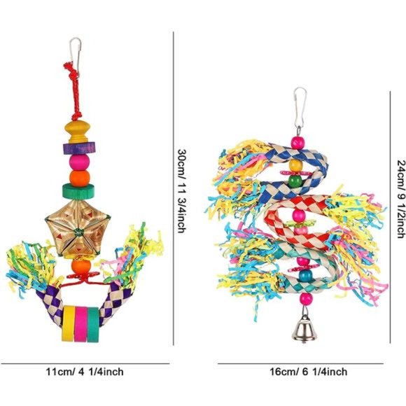 Bird Toys, 5PCS Colorful Bird Shredding Toys Hanging Parakeet Chew Toys - Picture 5 of 7
